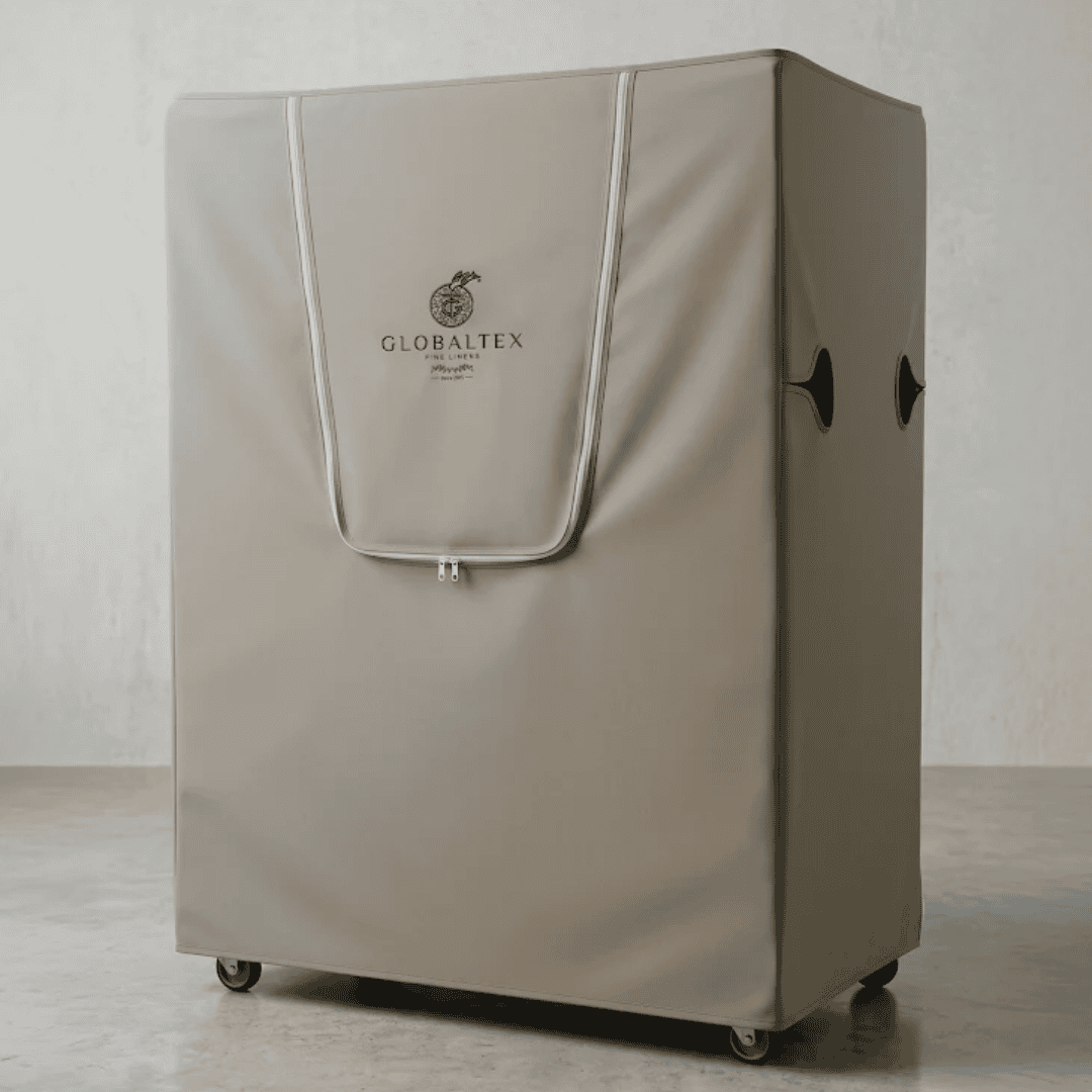 Custom embroidered laundry bin cover for luxury hotel in Miami Florida