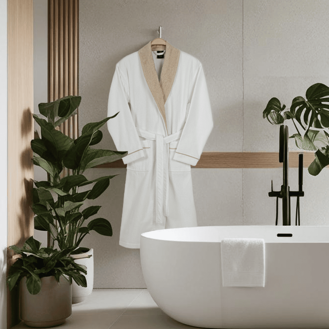 Premium luxury hotel bathrobe for spa, bathroom, and guest room hospitality use